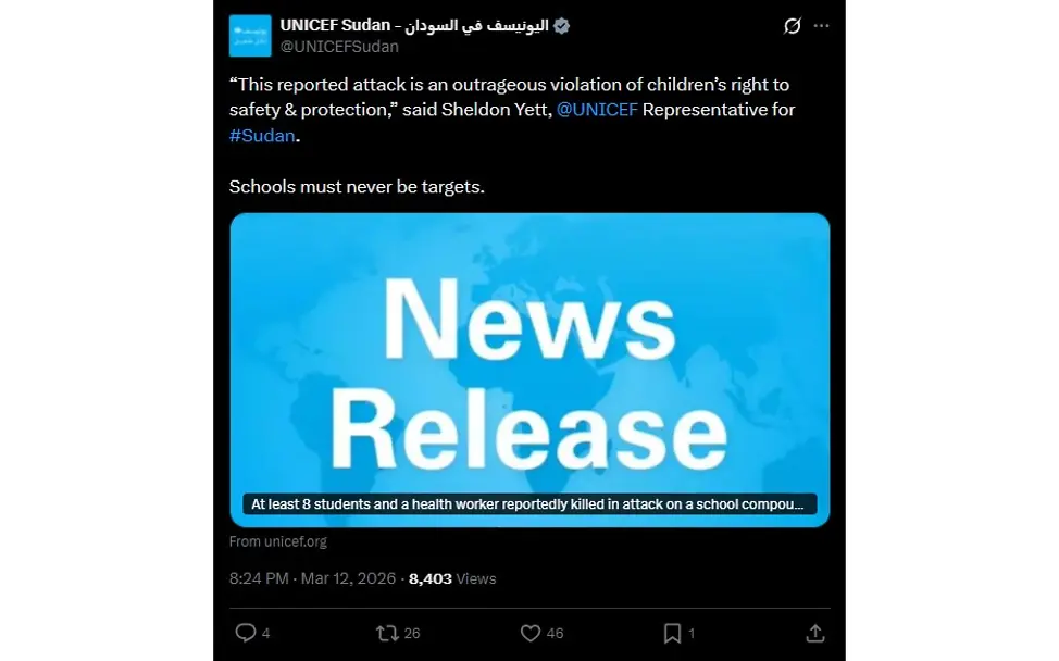 X Post UNICEF Sudan