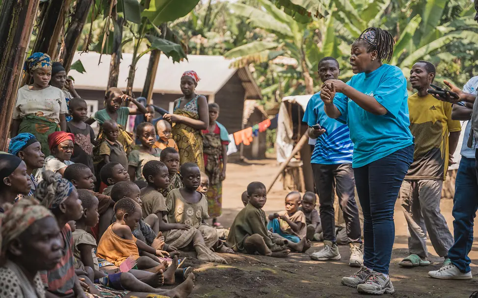 Kinder im Ostkongo: Aufklärung zum Thema Cholera. 