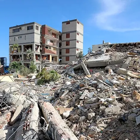 Zerstörte Häuser in Venezuela